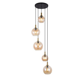 OSIRA Suspension E27 5L Noir + or, verre ambré