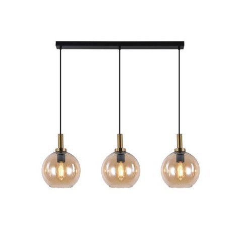 OSIRA Suspension E27 3L Noir + or, verre ambré