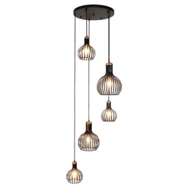 RAGA lustre 5x E27 noir + cuivre