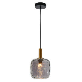 OKIRU Pendel E27 Zwart + as grijs glas Ø150mm
