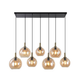 OSIRA Pendentif E27 7L Noir + or, verre ambré 3x Ø200mm, 4x Ø250mm