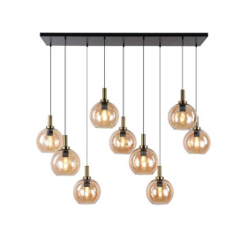 OSIRA Pendentif E27 9L Noir + or, verre ambré 9x Ø200mm