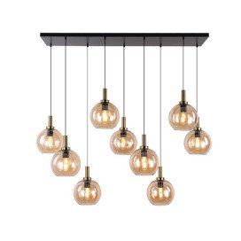 OSIRA Pendentif E27 9L Noir + or, verre ambré 9x Ø200mm