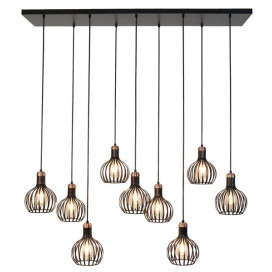 RAGA lustre 9x E27 noir + cuivre