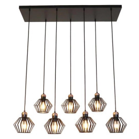 SHURU lustre 7x E27 noir + cuivre