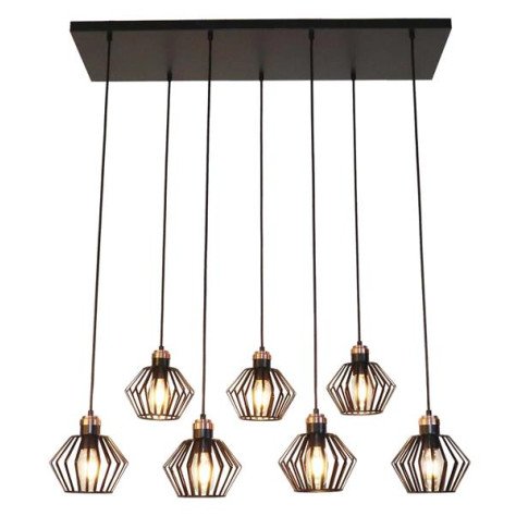 SHURU lustre 7x E27 noir + cuivre