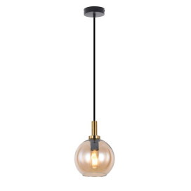 OSIRA Pendel E27 Zwart + goud, amber glas Ø200mm