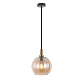 OSIRA Pendel E27 Zwart + goud, amber glas Ø250mm
