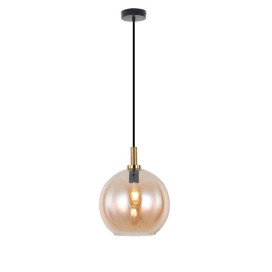 OSIRA Pendel E27 Zwart + goud, amber glas Ø300mm