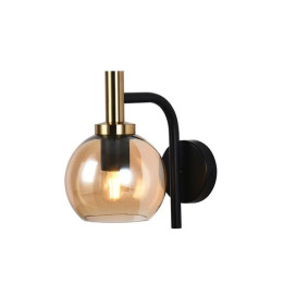 OSIRA Wandlicht E27 Zwart + goud, amber glas Ø150mm