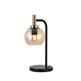OSIRA Tafellamp E27 Zwart + goud, amber glas Ø150mm