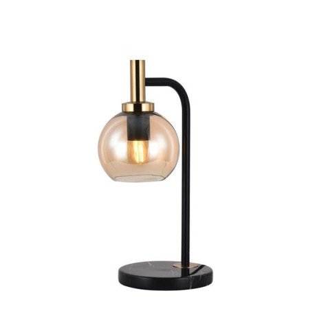 OSIRA Tafellamp E27 Zwart + goud, amber glas Ø150mm