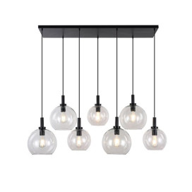 OSIRA Pendel E27 7L Zwart, clair glas 3x Ø200mm, 4x Ø250mm