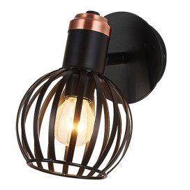 RAGA Wand licht 1x E14 zwart / brons + schakelaar
