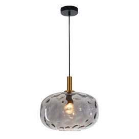 OKIRU Pendel E27 Goud + as grijs glas Ø300mm