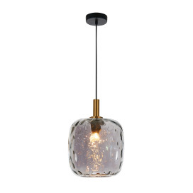 OKIRU Pendel E27 Zwart + as grijs glas Ø250mm