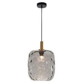 OKIRU Pendel E27 Zwart + as grijs glas Ø275mm