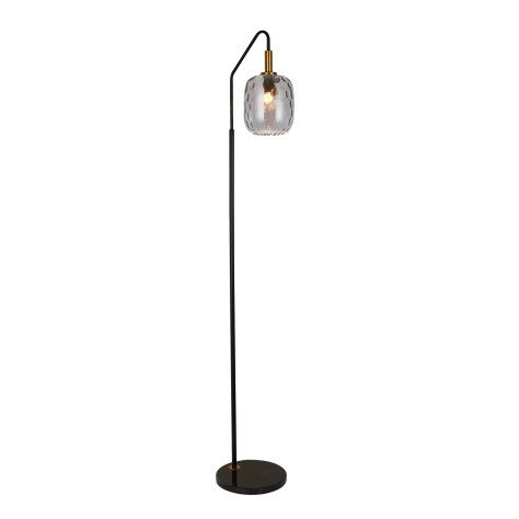 OKIRU Vloerlamp E27 Zwart + as grijs glas Ø180mm