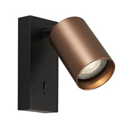 TABOO 1L GU10 (excl) noir + bronze brossé, applique avec interrupteur