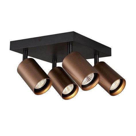 TABOO 4LSQ GU10 (excl) noir + bronze brossé, plafonnier