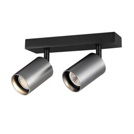 TABOO 2L GU10 (excl) noir + acier brossé, plafonnier