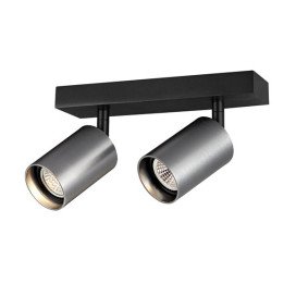 TABOO 2L GU10 (excl) noir + acier brossé, plafonnier