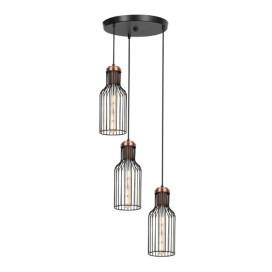 BIZUM pendel 3x E27 zwart + koper