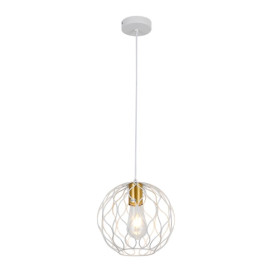 ONDA pendel 1x E27 Ø23cm wit + geborsteld goud