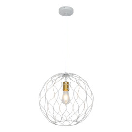 ONDA pendel 1x E27 Ø39cm wit + geborsteld goud