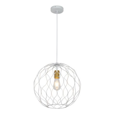 ONDA pendel 1x E27 Ø39cm wit + geborsteld goud