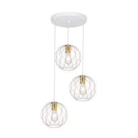 ONDA pendel 3x E27 wit + geborsteld goud