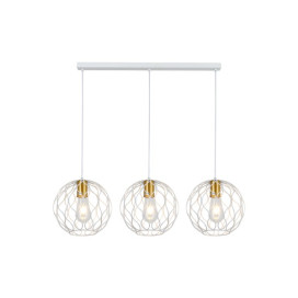 ONDA pendel 3x E27 wit + geborsteld goud