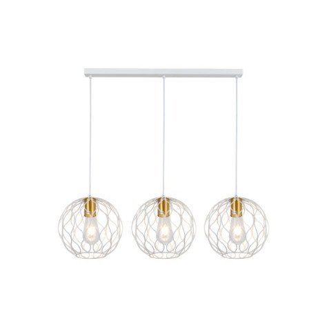 ONDA pendel 3x E27 wit + geborsteld goud