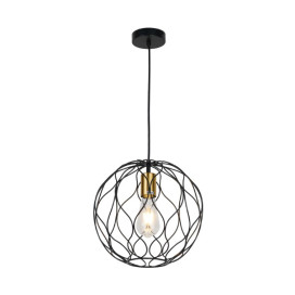 ONDA pendel 1x E27 Ø30cm zwart + geborsteld goud