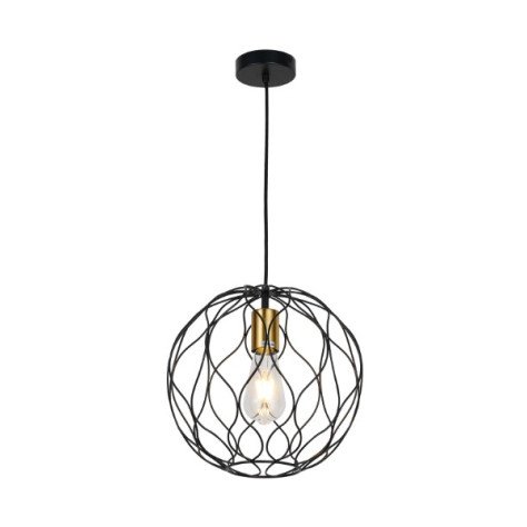 ONDA pendel 1x E27 Ø30cm zwart + geborsteld goud