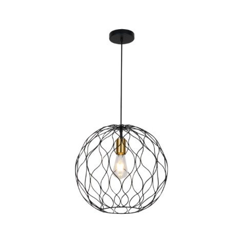 ONDA pendel 1x E27 Ø39cm zwart + geborsteld goud