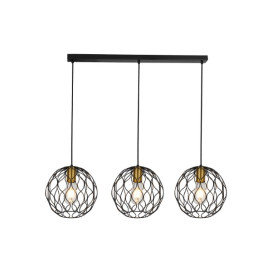 ONDA pendel 3x E27 zwart + geborsteld goud