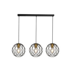 ONDA pendel 3x E27 zwart + geborsteld goud