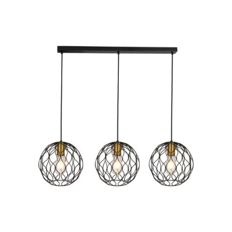 ONDA pendel 3x E27 zwart + geborsteld goud