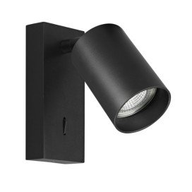 TABOO 1L GU10 (excl) zwart, wand licht + schakelaar