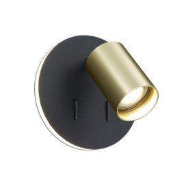 DUSK wandlicht GU10 (excl) + LED 5,5W 2700K zwart + geb goud