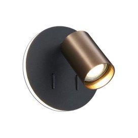 DUSK wandlicht GU10 (excl) + LED 5,5W 2700K zwart + geb brons