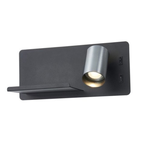 DUSK wandl rechts + USB GU10 (excl) + LED 7W 2700K zwart + geb staal