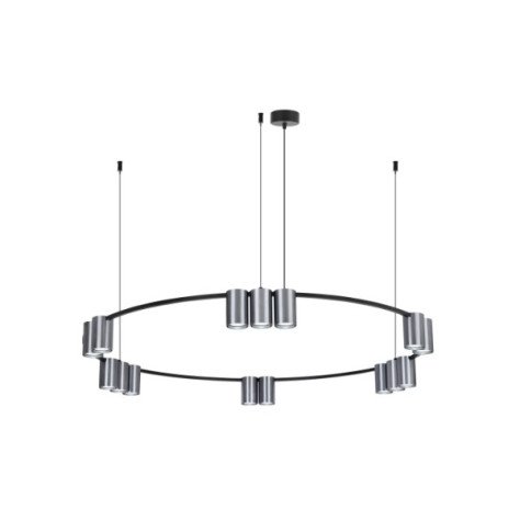 ISE Pendel 15x GU10 excl Ø1000mm geborsteld staal + zwart