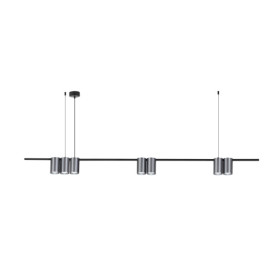 ISE Pendel 7x GU10 excl 1500mm geborsteld staal + zwart