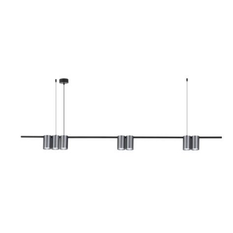 ISE Pendel 7x GU10 excl 1500mm geborsteld staal + zwart