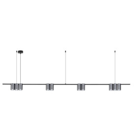 ISE Pendel 10x GU10 excl 1800mm geborsteld staal + zwart