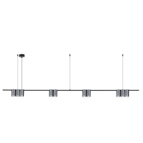 ISE Pendel 10x GU10 excl 1800mm geborsteld staal + zwart