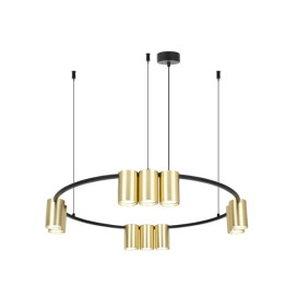 ISE Pendel 10x GU10 excl Ø600mm geborsteld goud + zwart