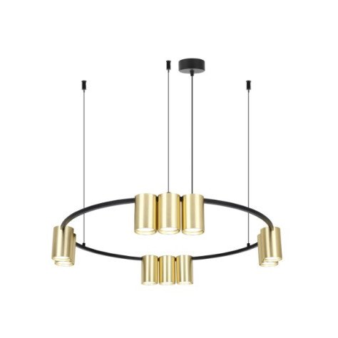 ISE Pendel 10x GU10 excl Ø600mm geborsteld goud + zwart